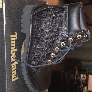 Black football textured timberlands new in box